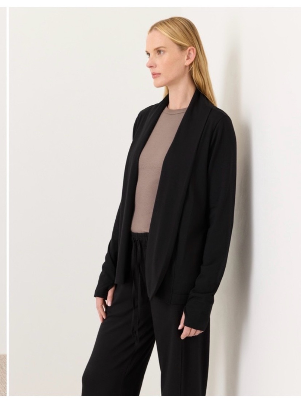 Pact Dark Grey Open-Front Draped Cardigan